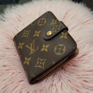 Authentic Louis Vuitton Monogram Compact Zip Bifold Wallet